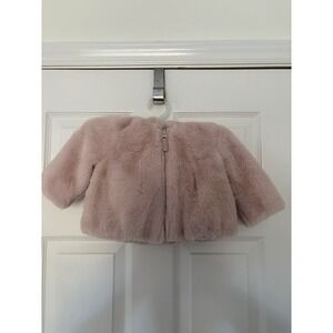 Okie Dokie Faux Fur Pink Coat Toddler 12 Mo Hooded‎ With Bear Ears